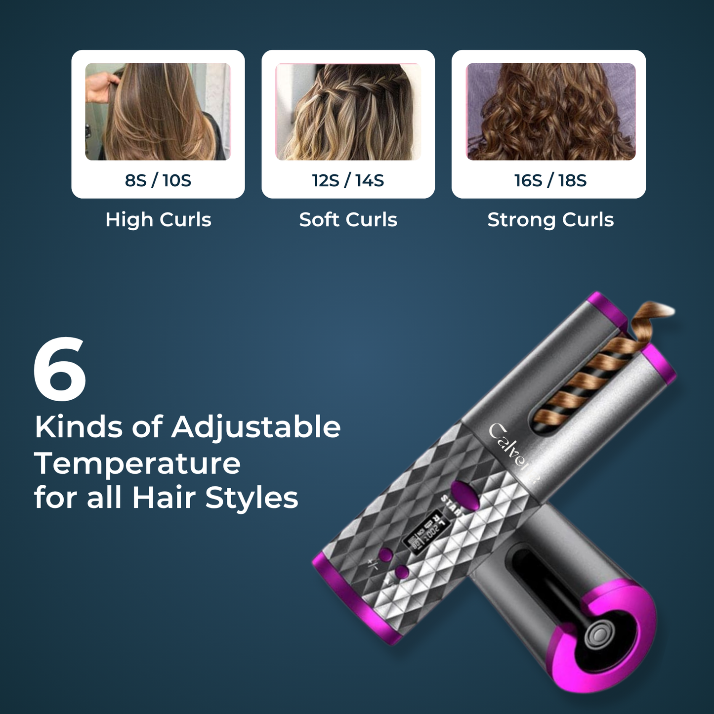 Calvena™ Elegance Curl Pro: Professional Hair Styler Kit for Effortless Waves and Curls