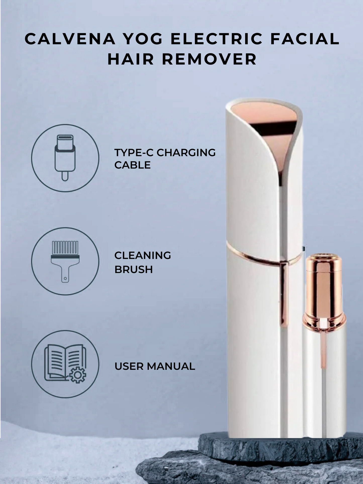CALVENA™ Electric Facial Hair Remover For Women. (FREE Electric Lash Curler)